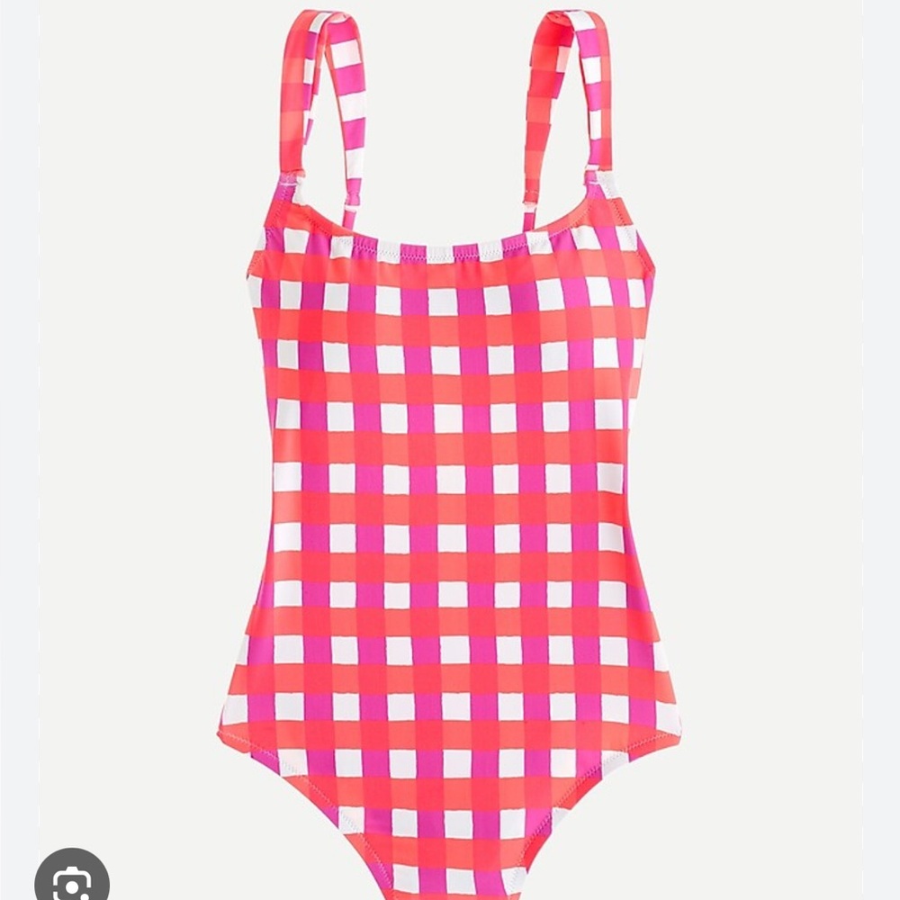 SZ Blockprints X J.Crew wide-strap one-piece in gingham Pink Swimsuit Size 8